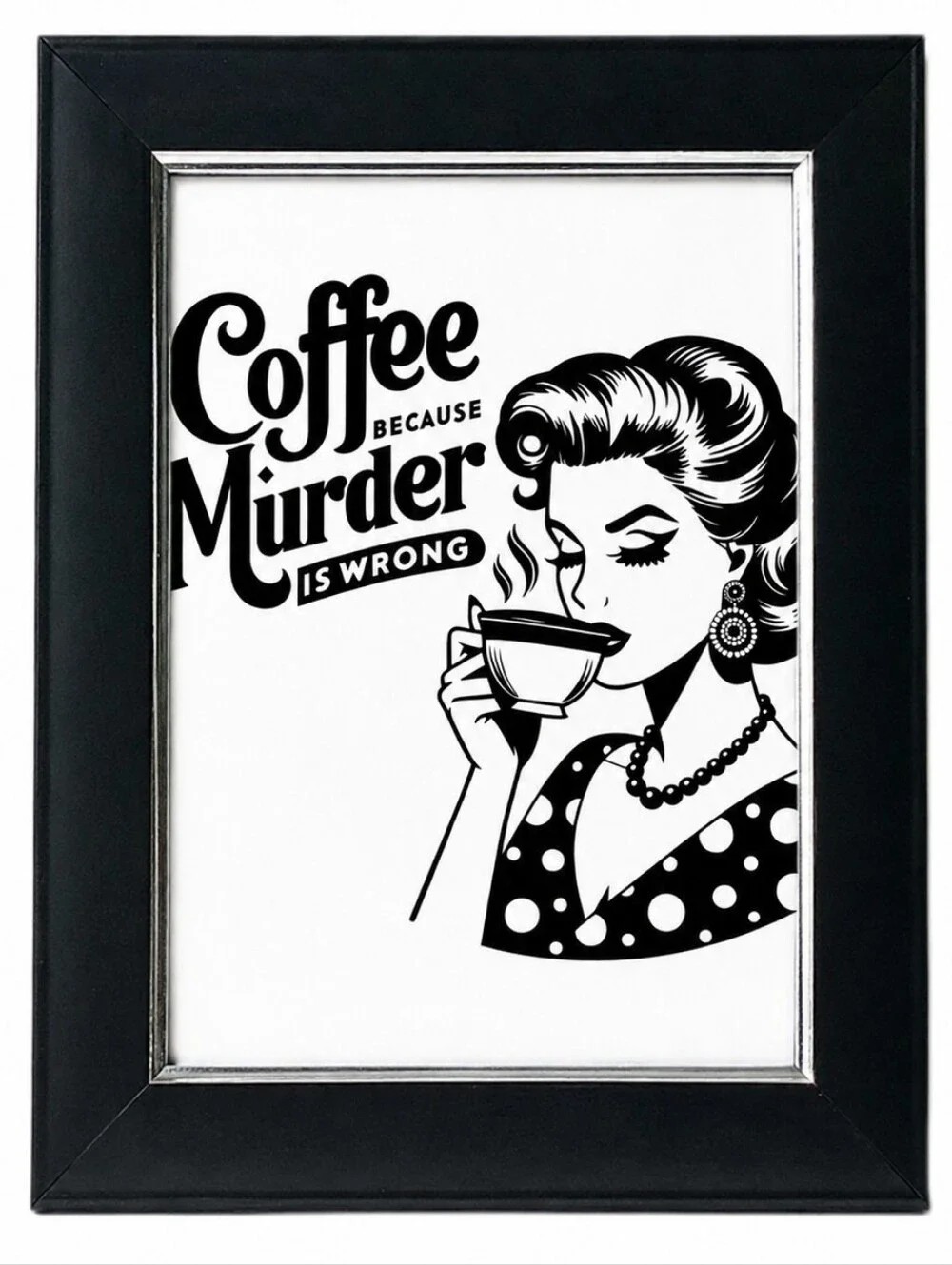 Coffee, Because Murder is Wrong Kitchen Coffeebar Framed Photo Print Home Decor